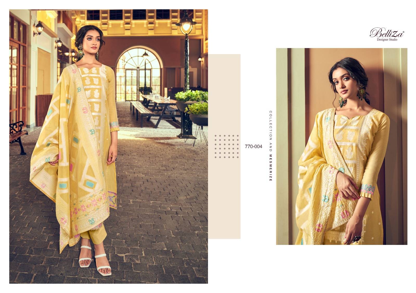 ODHNI BY Belliza 770-001 TO 770-006 SERIES Pakistani Stylish Embroidered Pure Cotton Dresses At Wholesale Price